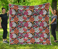 Asian Chrysanthemum Pattern Print Quilt