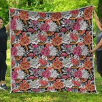 Asian Chrysanthemum Pattern Print Quilt