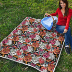 Asian Chrysanthemum Pattern Print Quilt
