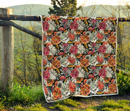 Asian Chrysanthemum Pattern Print Quilt