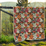 Asian Chrysanthemum Pattern Print Quilt