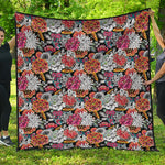 Asian Chrysanthemum Pattern Print Quilt