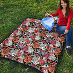 Asian Chrysanthemum Pattern Print Quilt