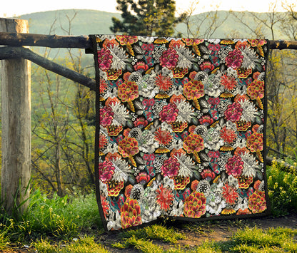 Asian Chrysanthemum Pattern Print Quilt