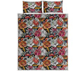 Asian Chrysanthemum Pattern Print Quilt Bed Set
