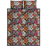 Asian Chrysanthemum Pattern Print Quilt Bed Set