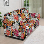 Asian Chrysanthemum Pattern Print Sofa Cover