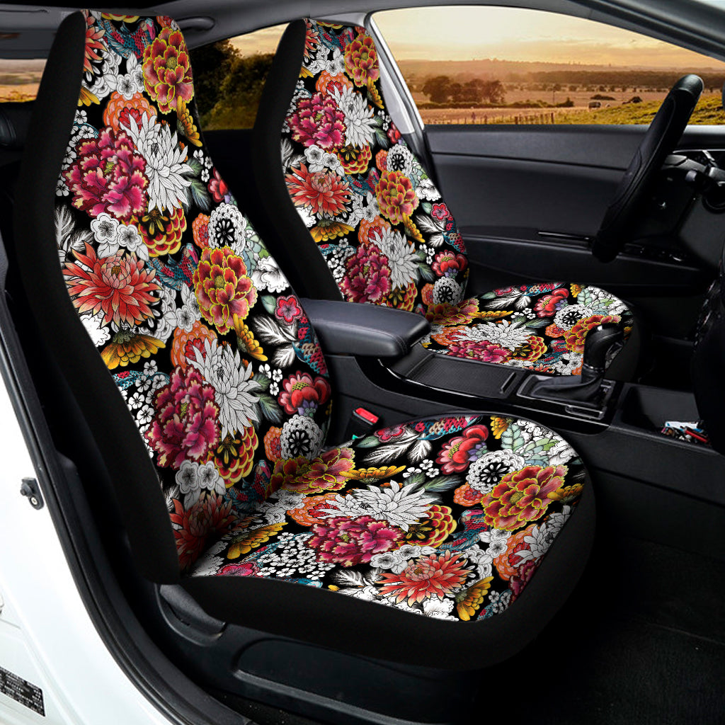 Asian Chrysanthemum Pattern Print Universal Fit Car Seat Covers