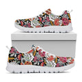 Asian Chrysanthemum Pattern Print White Running Shoes