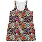 Asian Chrysanthemum Pattern Print Women's Racerback Tank Top