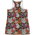 Asian Chrysanthemum Pattern Print Women's Racerback Tank Top