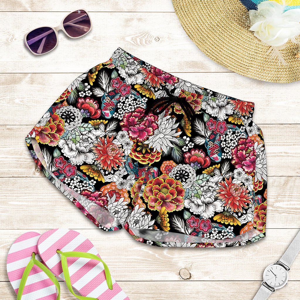 Asian Chrysanthemum Pattern Print Women's Shorts