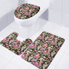 Asian Crane Bird Pattern Print 3 Piece Bath Mat Set