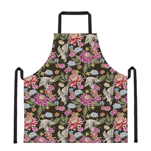 Asian Crane Bird Pattern Print Apron