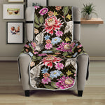 Asian Crane Bird Pattern Print Armchair Protector