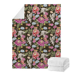 Asian Crane Bird Pattern Print Blanket