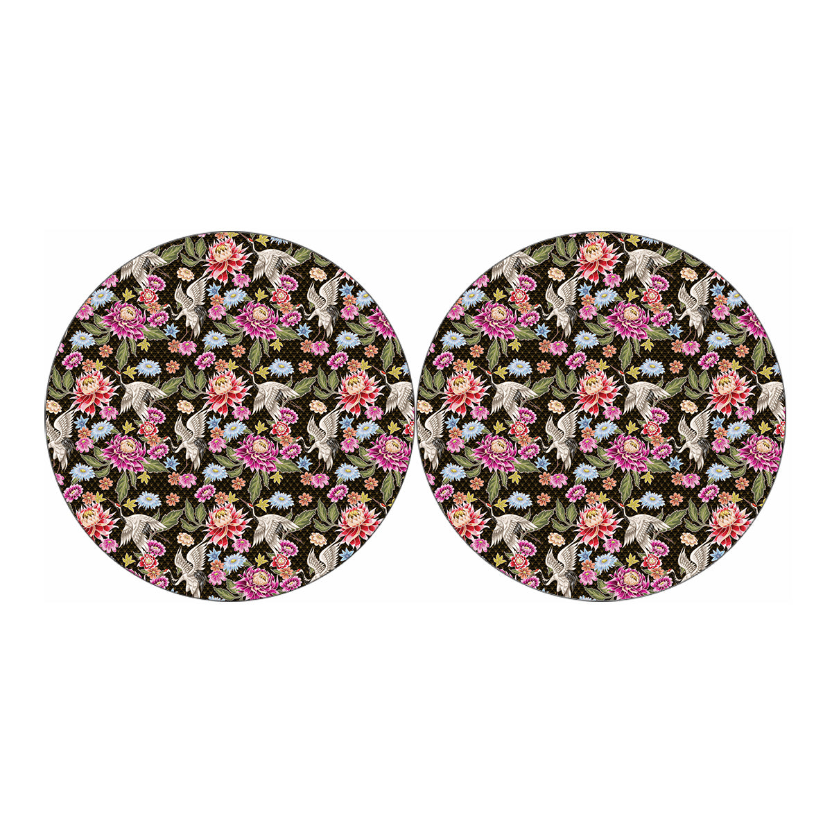 Asian Crane Bird Pattern Print Car Coasters