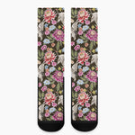 Asian Crane Bird Pattern Print Crew Socks