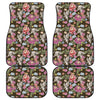 Asian Crane Bird Pattern Print Front and Back Car Floor Mats