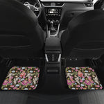 Asian Crane Bird Pattern Print Front and Back Car Floor Mats