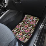 Asian Crane Bird Pattern Print Front and Back Car Floor Mats