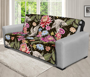 Asian Crane Bird Pattern Print Futon Protector