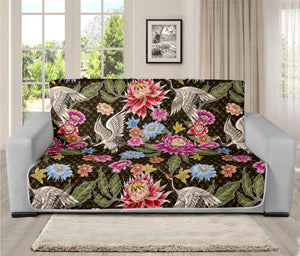 Asian Crane Bird Pattern Print Futon Protector