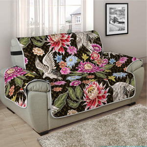 Asian Crane Bird Pattern Print Half Sofa Protector