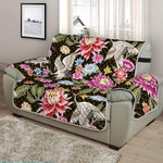 Asian Crane Bird Pattern Print Half Sofa Protector