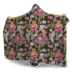 Asian Crane Bird Pattern Print Hooded Blanket