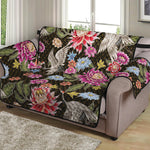 Asian Crane Bird Pattern Print Loveseat Protector