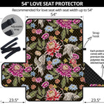 Asian Crane Bird Pattern Print Loveseat Protector