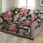 Asian Crane Bird Pattern Print Loveseat Protector