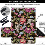 Asian Crane Bird Pattern Print Loveseat Protector