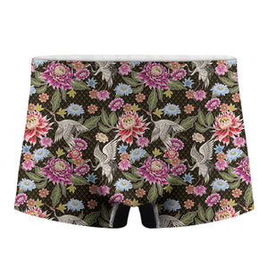 Asian Crane Bird Pattern Print Men's Boxer Briefs