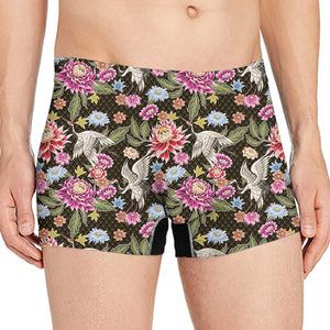 Asian Crane Bird Pattern Print Men's Boxer Briefs