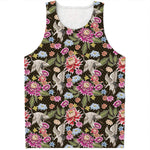 Asian Crane Bird Pattern Print Men's Tank Top