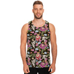 Asian Crane Bird Pattern Print Men's Tank Top