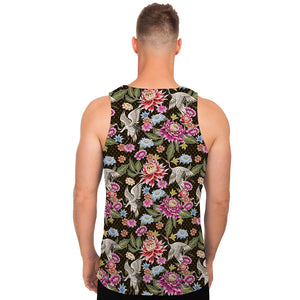 Asian Crane Bird Pattern Print Men's Tank Top