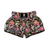 Asian Crane Bird Pattern Print Muay Thai Boxing Shorts