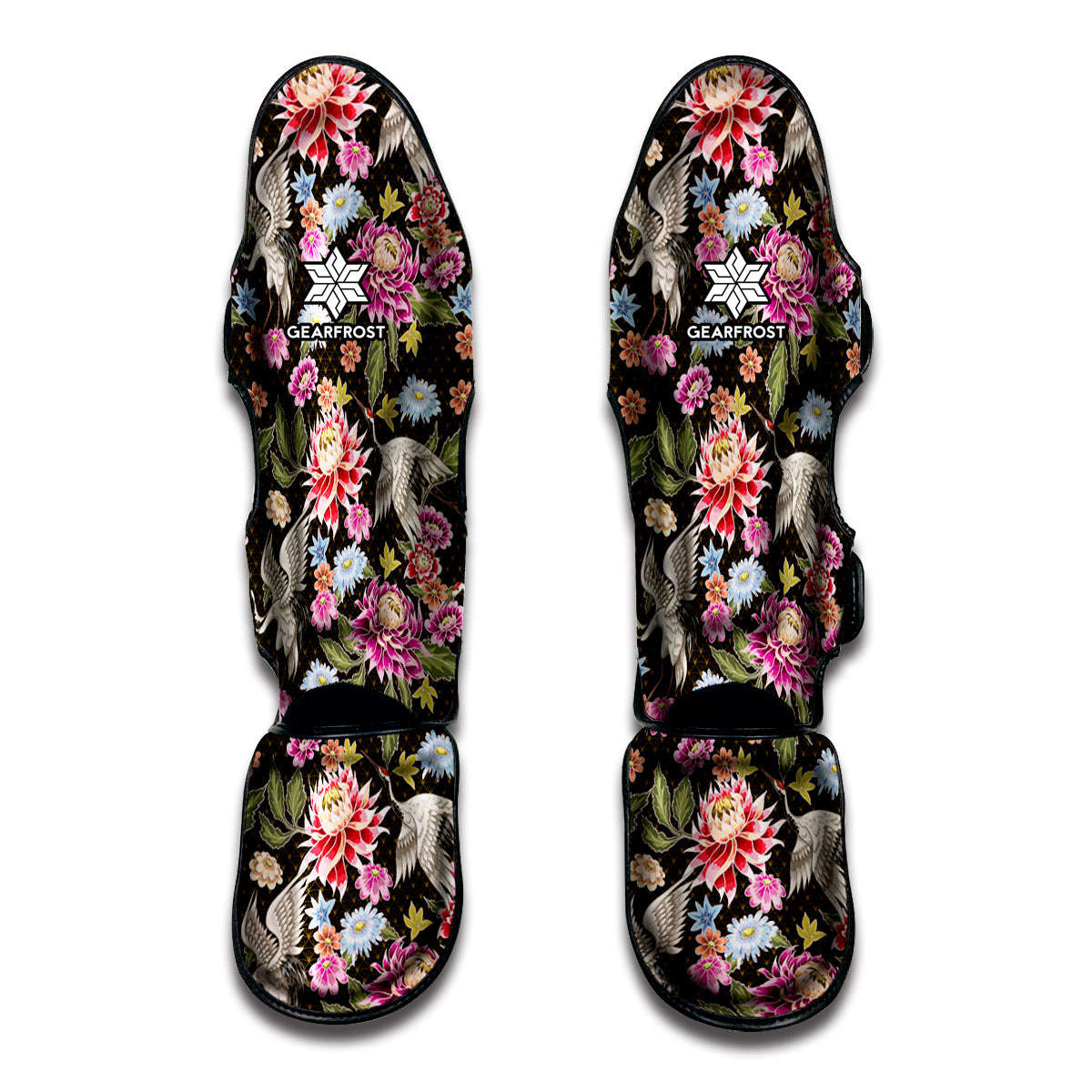 Asian Crane Bird Pattern Print Muay Thai Shin Guard