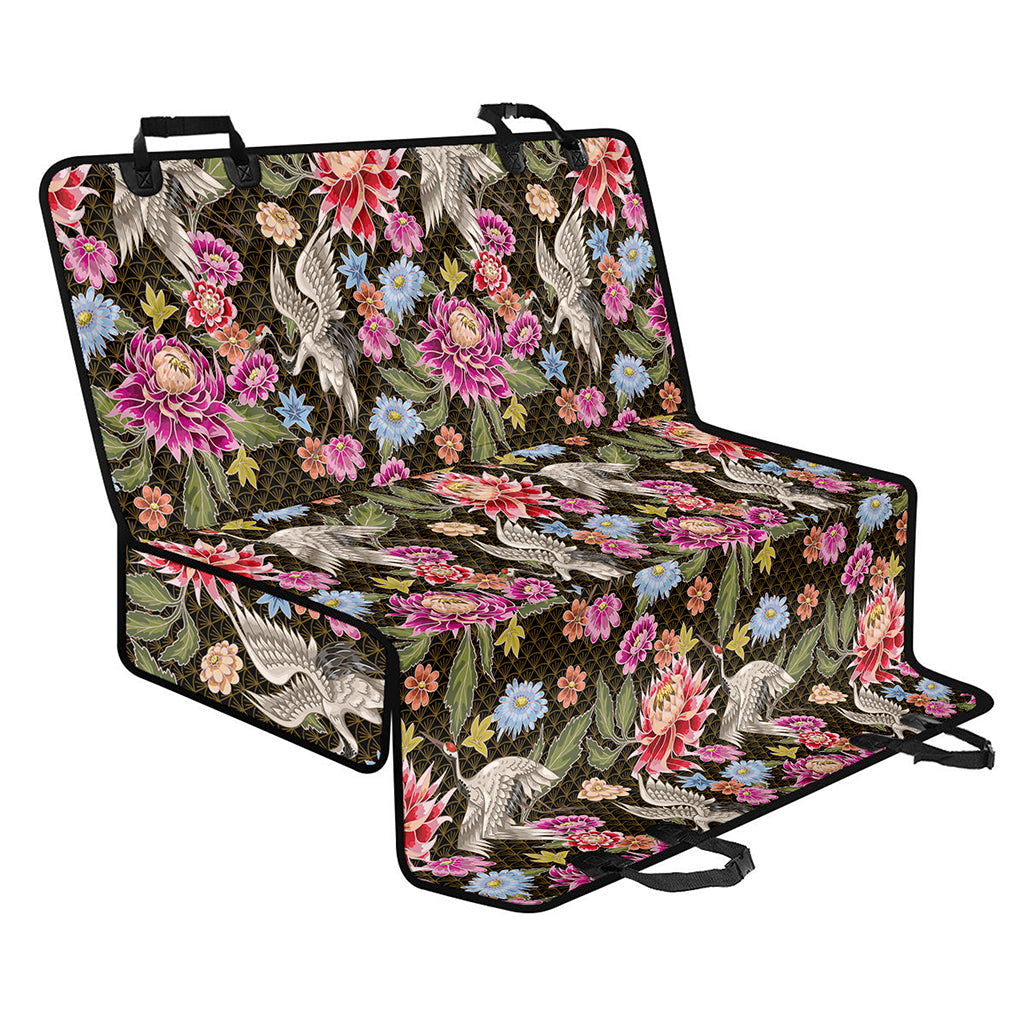 Asian Crane Bird Pattern Print Pet Car Back Seat Cover