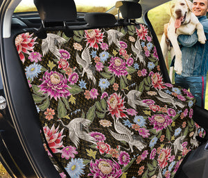 Asian Crane Bird Pattern Print Pet Car Back Seat Cover