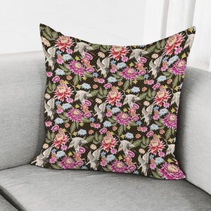 Asian Crane Bird Pattern Print Pillow Cover