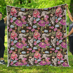 Asian Crane Bird Pattern Print Quilt