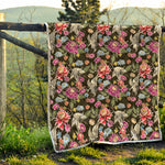 Asian Crane Bird Pattern Print Quilt