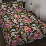 Asian Crane Bird Pattern Print Quilt Bed Set