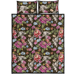 Asian Crane Bird Pattern Print Quilt Bed Set