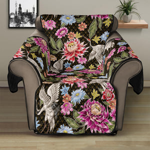 Asian Crane Bird Pattern Print Recliner Protector