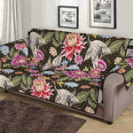 Asian Crane Bird Pattern Print Sofa Protector